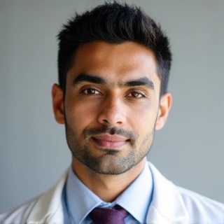 Professional headshot of Dr. Faris Rahman, a male nutritionist with a confident and knowledgeable look, wearing a lab coat over professional attire.