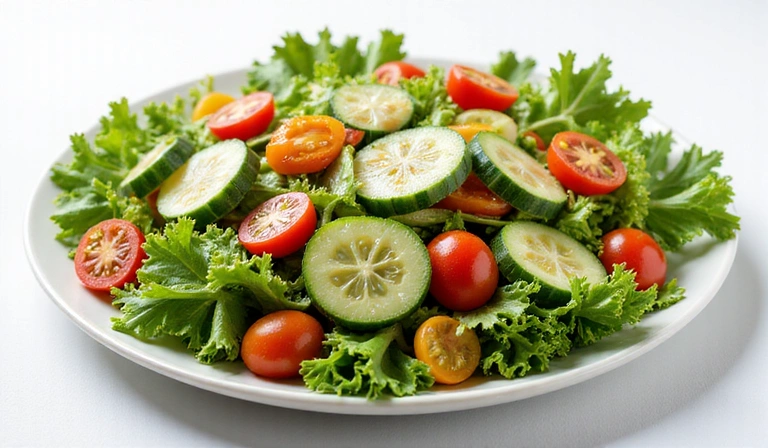 A vibrant salad with various fresh vegetables, representing healthy eating.