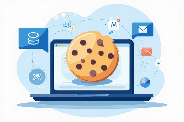 Illustration of a cookie being placed on a device